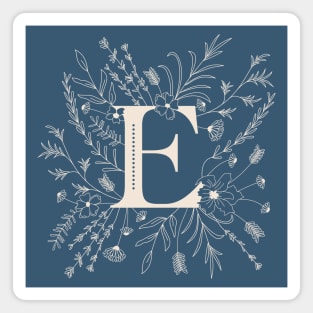 Botanical Letter E (Lake Blue) Magnet